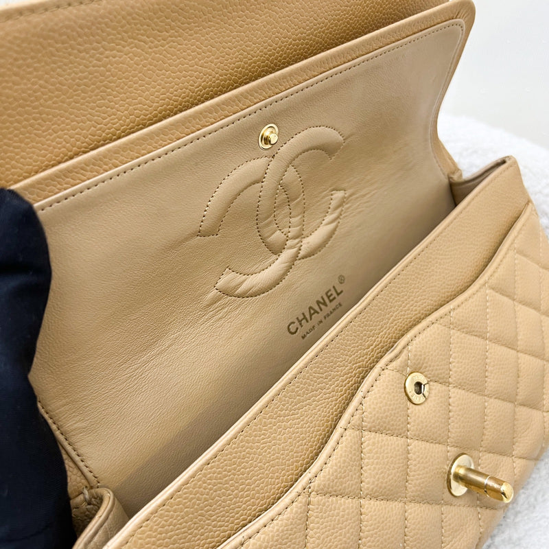 Chanel Medium Classic Flap CF in Dark Beige Caviar and 24K Gold Plated HW