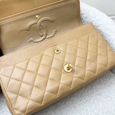 Chanel Medium Classic Flap CF in Dark Beige Caviar and 24K Gold Plated HW