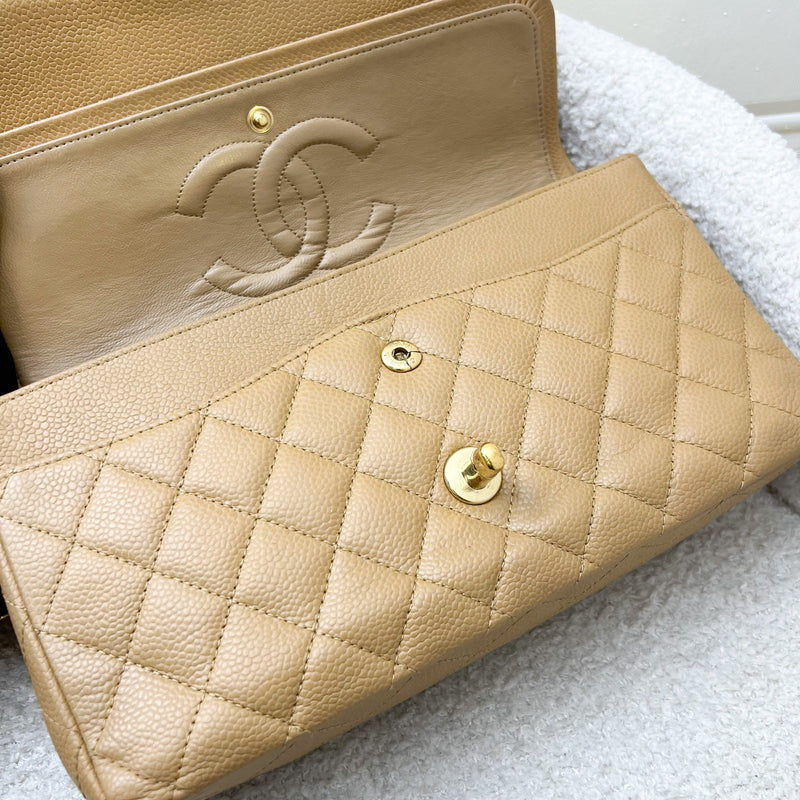 Chanel Medium Classic Flap CF in Dark Beige Caviar and 24K Gold Plated HW