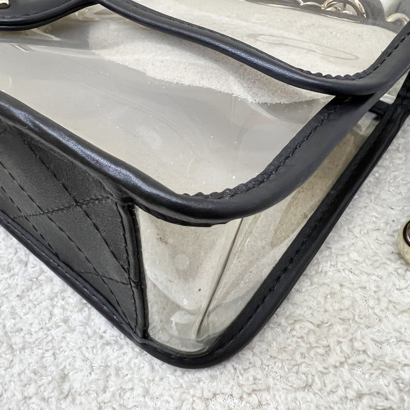 Chanel 19S Coco Sand Flap Bag with Pearls in PVC, Black Leather and LGHW