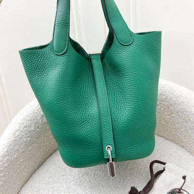 Hermes Picotin 18 in Vert Vertigo Clemence Leather and PHW