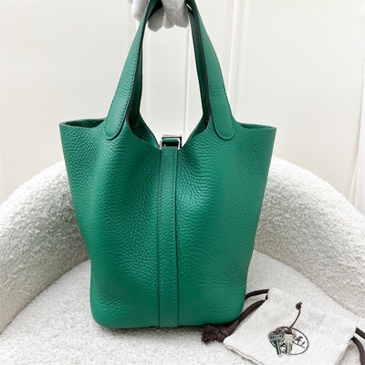 Hermes Picotin 18 in Vert Vertigo Clemence Leather and PHW