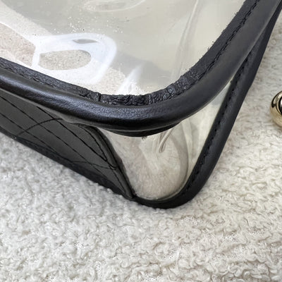 Chanel 19S Coco Sand Flap Bag with Pearls in PVC, Black Leather and LGHW