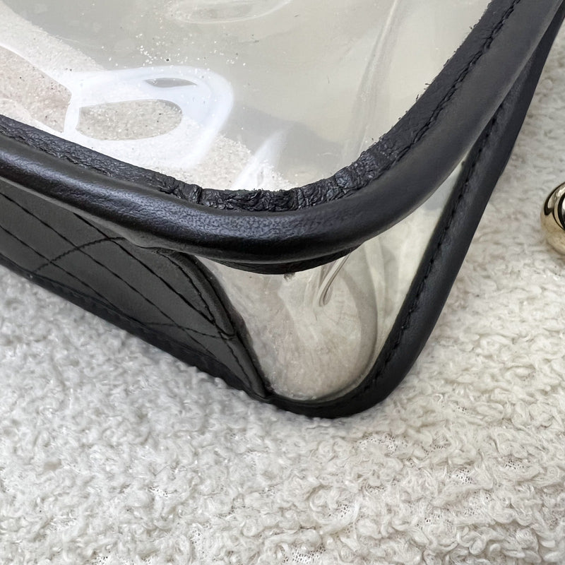 Chanel 19S Coco Sand Flap Bag with Pearls in PVC, Black Leather and LGHW