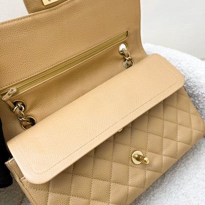 Chanel Medium Classic Flap CF in Dark Beige Caviar and 24K Gold Plated HW