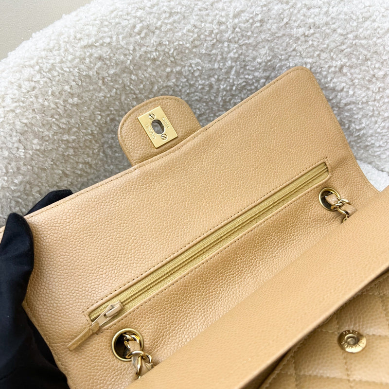 Chanel Medium Classic Flap CF in Dark Beige Caviar and 24K Gold Plated HW
