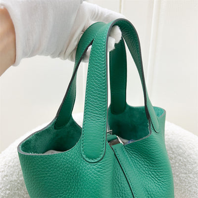 Hermes Picotin 18 in Vert Vertigo Clemence Leather and PHW