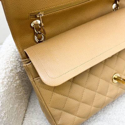 Chanel Medium Classic Flap CF in Dark Beige Caviar and 24K Gold Plated HW
