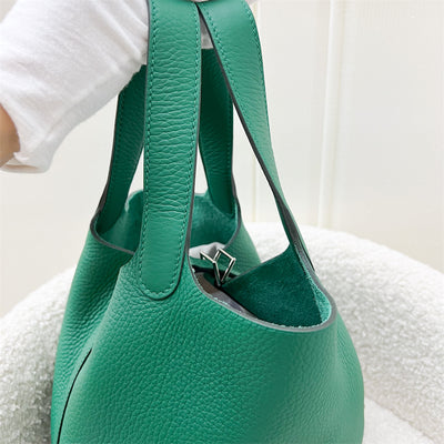 Hermes Picotin 18 in Vert Vertigo Clemence Leather and PHW