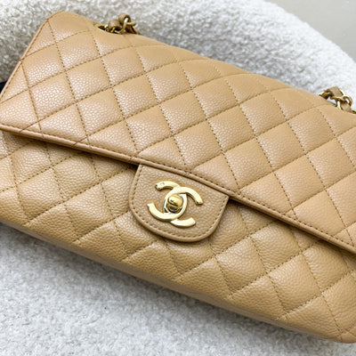 Chanel Medium Classic Flap CF in Dark Beige Caviar and 24K Gold Plated HW