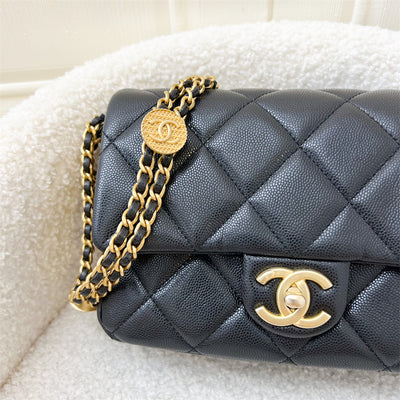 Chanel 22A Twist Your Buttons Small Flap in Black Caviar and AGHW