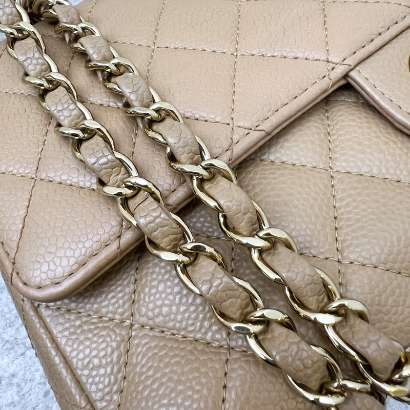 Chanel Medium Classic Flap CF in Dark Beige Caviar and 24K Gold Plated HW