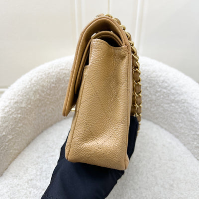 Chanel Medium Classic Flap CF in Dark Beige Caviar and 24K Gold Plated HW