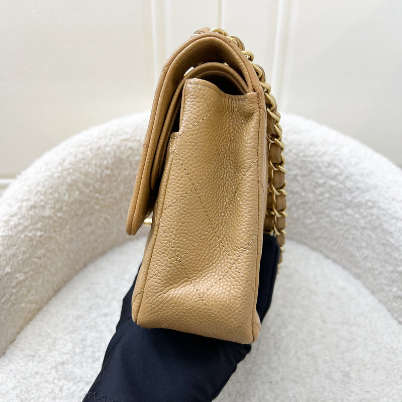 Chanel Medium Classic Flap CF in Dark Beige Caviar and 24K Gold Plated HW