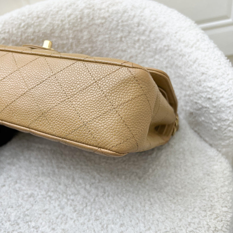Chanel Medium Classic Flap CF in Dark Beige Caviar and 24K Gold Plated HW