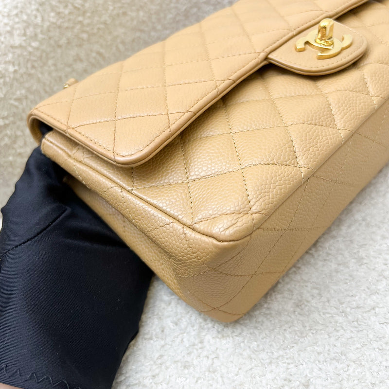 Chanel Medium Classic Flap CF in Dark Beige Caviar and 24K Gold Plated HW