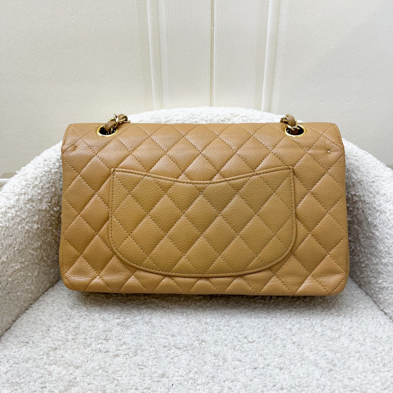 Chanel Medium Classic Flap CF in Dark Beige Caviar and 24K Gold Plated HW