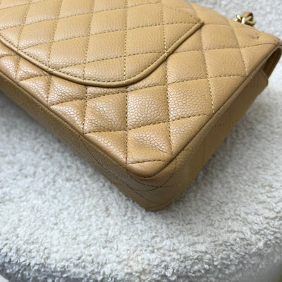 Chanel Medium Classic Flap CF in Dark Beige Caviar and 24K Gold Plated HW