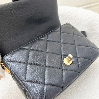 Chanel 22A Twist Your Buttons Small Flap in Black Caviar and AGHW
