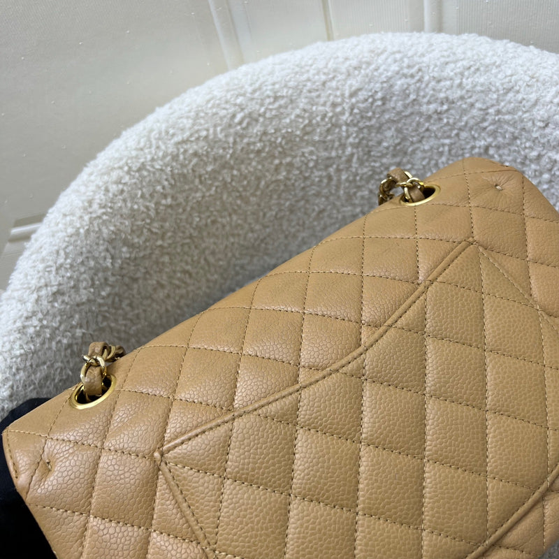 Chanel Medium Classic Flap CF in Dark Beige Caviar and 24K Gold Plated HW
