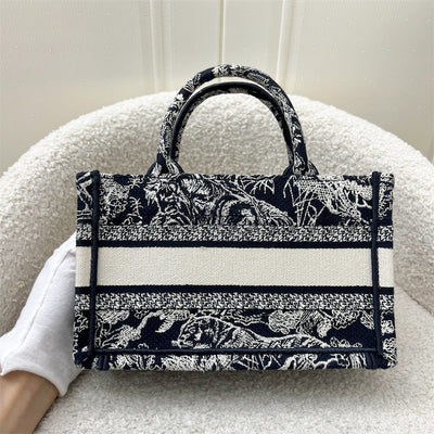 Dior Mini Book Tote with Strap in Blue Toile de Jouy Reverse Embroidery Canvas