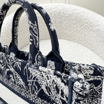 Dior Mini Book Tote with Strap in Blue Toile de Jouy Reverse Embroidery Canvas