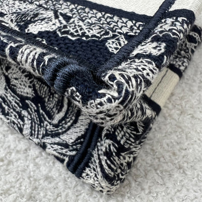 Dior Mini Book Tote with Strap in Blue Toile de Jouy Reverse Embroidery Canvas