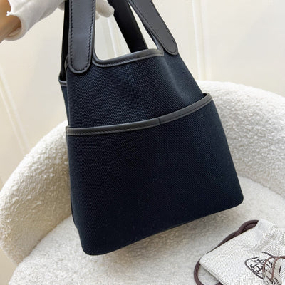 Hermes Picotin 18 Cargo Pockets in Noir Black Toile Goeland Canvas, Black Swift Leather and PHW