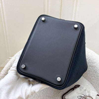 Hermes Picotin 18 Cargo Pockets in Noir Black Toile Goeland Canvas, Black Swift Leather and PHW