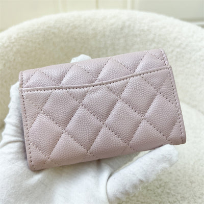 Chanel Classic Snap Card Holder in 21S Rose Clair Caviar and LGHW