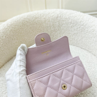 Chanel Classic Snap Card Holder in 21S Rose Clair Caviar and LGHW