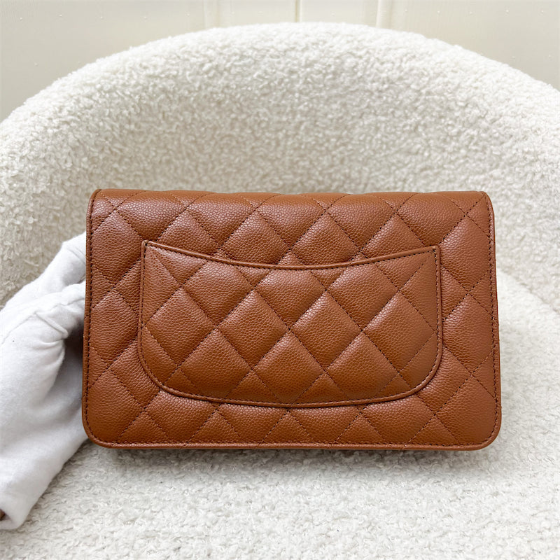 Chanel Classic Wallet on Chain WOC in 23A Toffee Brown Caviar and LGHW