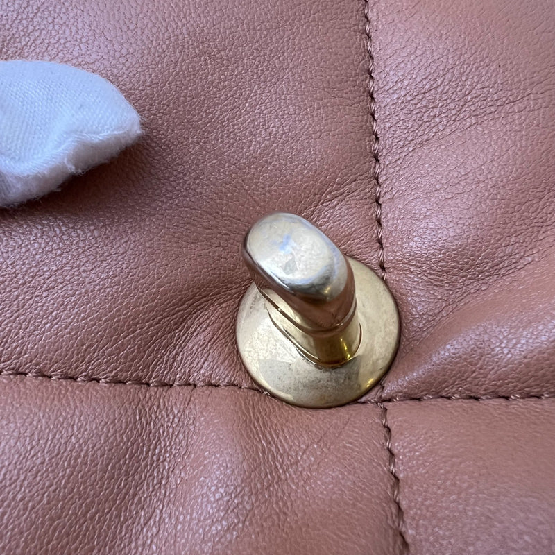 Chanel 19 Small Flap in 21P Caramel Lambskin and 3-tone HW (Model: AS1160)