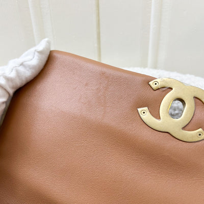 Chanel 19 Small Flap in 21P Caramel Lambskin and 3-tone HW (Model: AS1160)