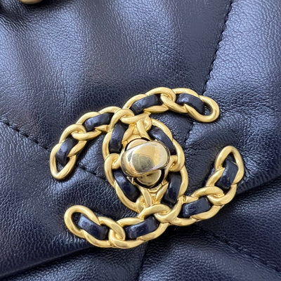 Chanel 19 Small Flap in Dark Blue Goatskin and 3-tone HW (Model: AS1160)