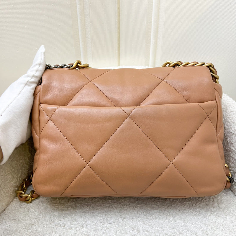 Chanel 19 Small Flap in 21P Caramel Lambskin and 3-tone HW (Model: AS1160)