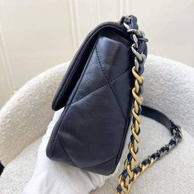 Chanel 19 Small Flap in Dark Blue Goatskin and 3-tone HW (Model: AS1160)