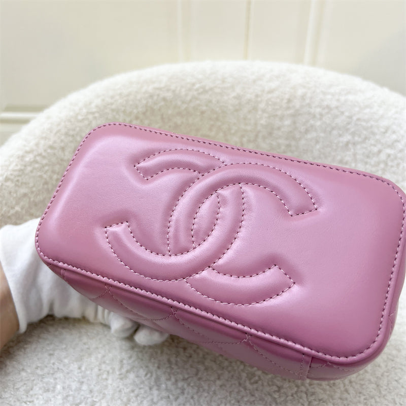 Chanel 24C Vanity with Double Adjustable Chain in Pink Lambskin and AGHW