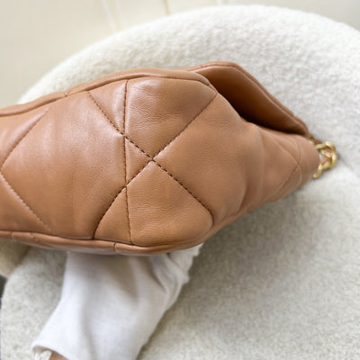 Chanel 19 Small Flap in 21P Caramel Lambskin and 3-tone HW (Model: AS1160)