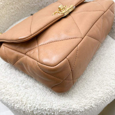 Chanel 19 Small Flap in 21P Caramel Lambskin and 3-tone HW (Model: AS1160)