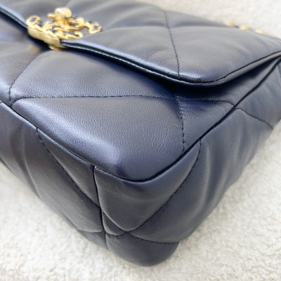 Chanel 19 Small Flap in Dark Blue Goatskin and 3-tone HW (Model: AS1160)