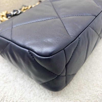 Chanel 19 Small Flap in Dark Blue Goatskin and 3-tone HW (Model: AS1160)