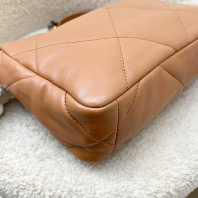 Chanel 19 Small Flap in 21P Caramel Lambskin and 3-tone HW (Model: AS1160)