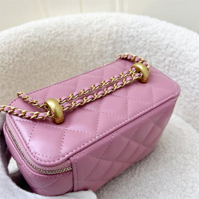 Chanel 24C Vanity with Double Adjustable Chain in Pink Lambskin and AGHW