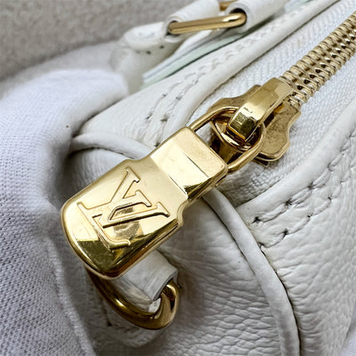 LV Nano Speedy in Bicolor Latte White and Matcha Green Monogram Empreinte leather and GHW