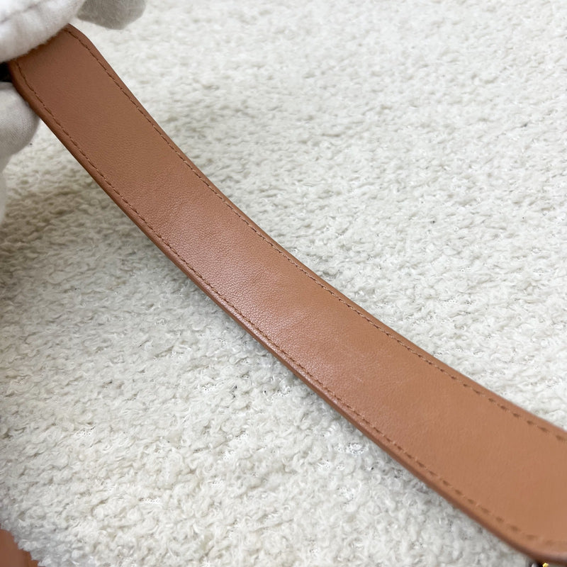 Chanel 19 Small Flap in 21P Caramel Lambskin and 3-tone HW (Model: AS1160)