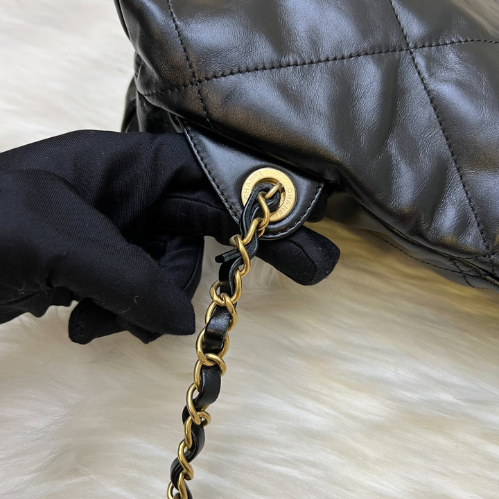 Chanel 22 Small Backpack in Black Shiny Calfskin and AGHW – Brands