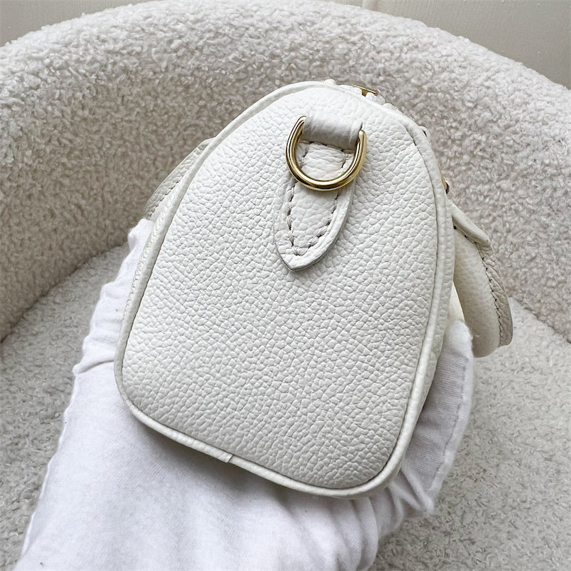 LV Nano Speedy in Bicolor Latte White and Matcha Green Monogram Empreinte leather and GHW