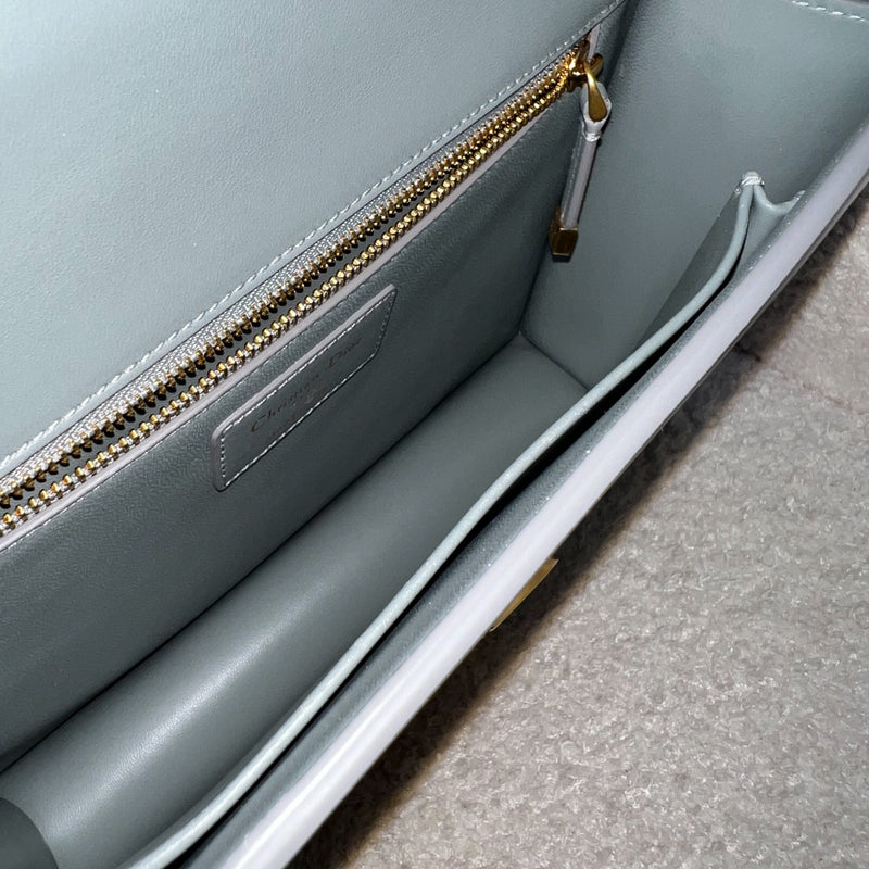Dior 30 Montaigne Flap Bag in Stone Grey Calfskin and GHW (Model: M9203, Colour: M41G)