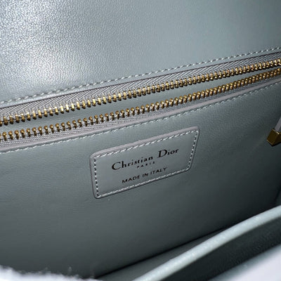Dior 30 Montaigne Flap Bag in Stone Grey Calfskin and GHW (Model: M9203, Colour: M41G)